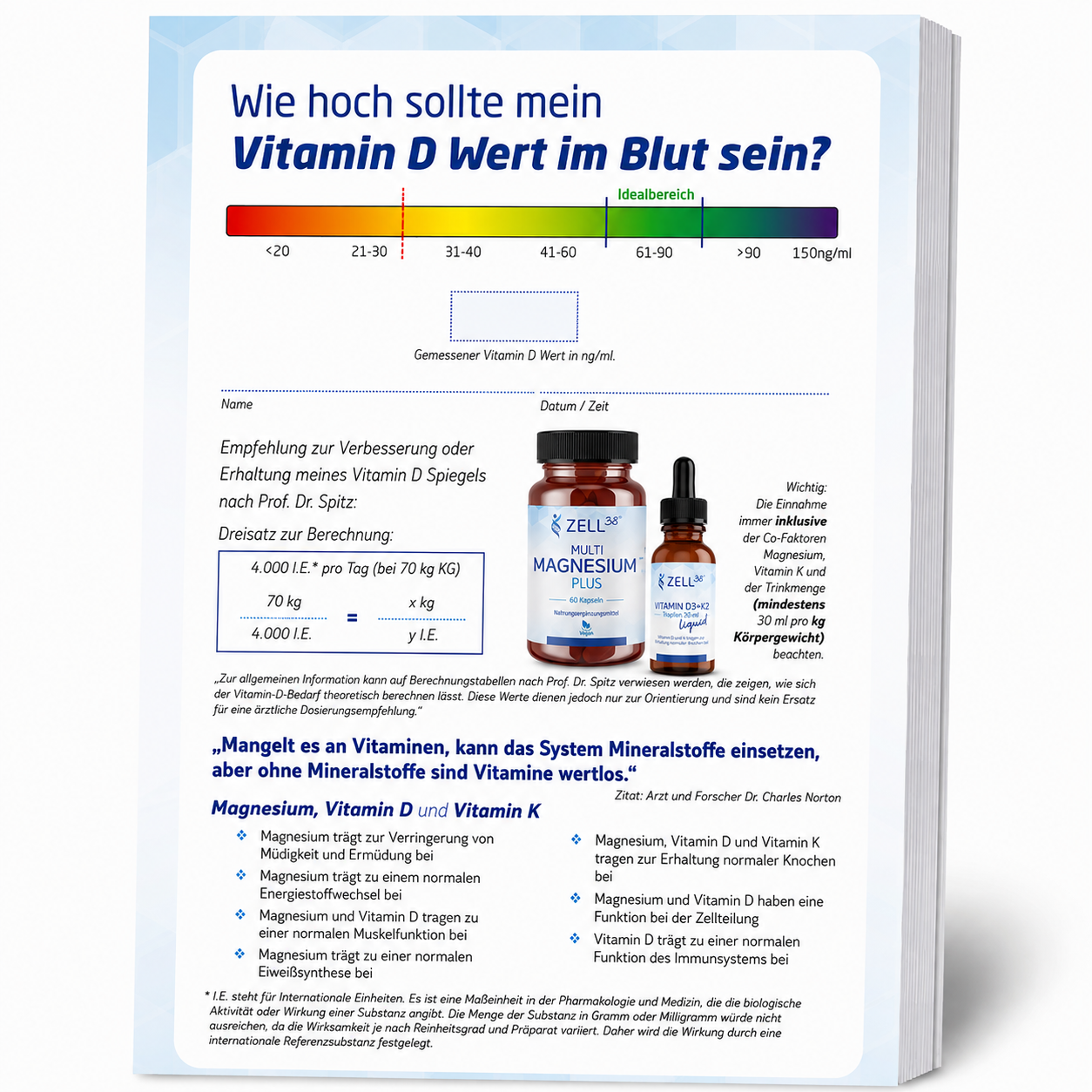 A5 Abreißblock zur Vitamin D Messung